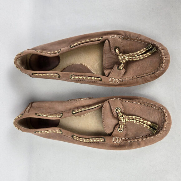 Frye Brown Leather Reagan Braided Lace Up Loafers Size 11 - Picture 1 of 8
